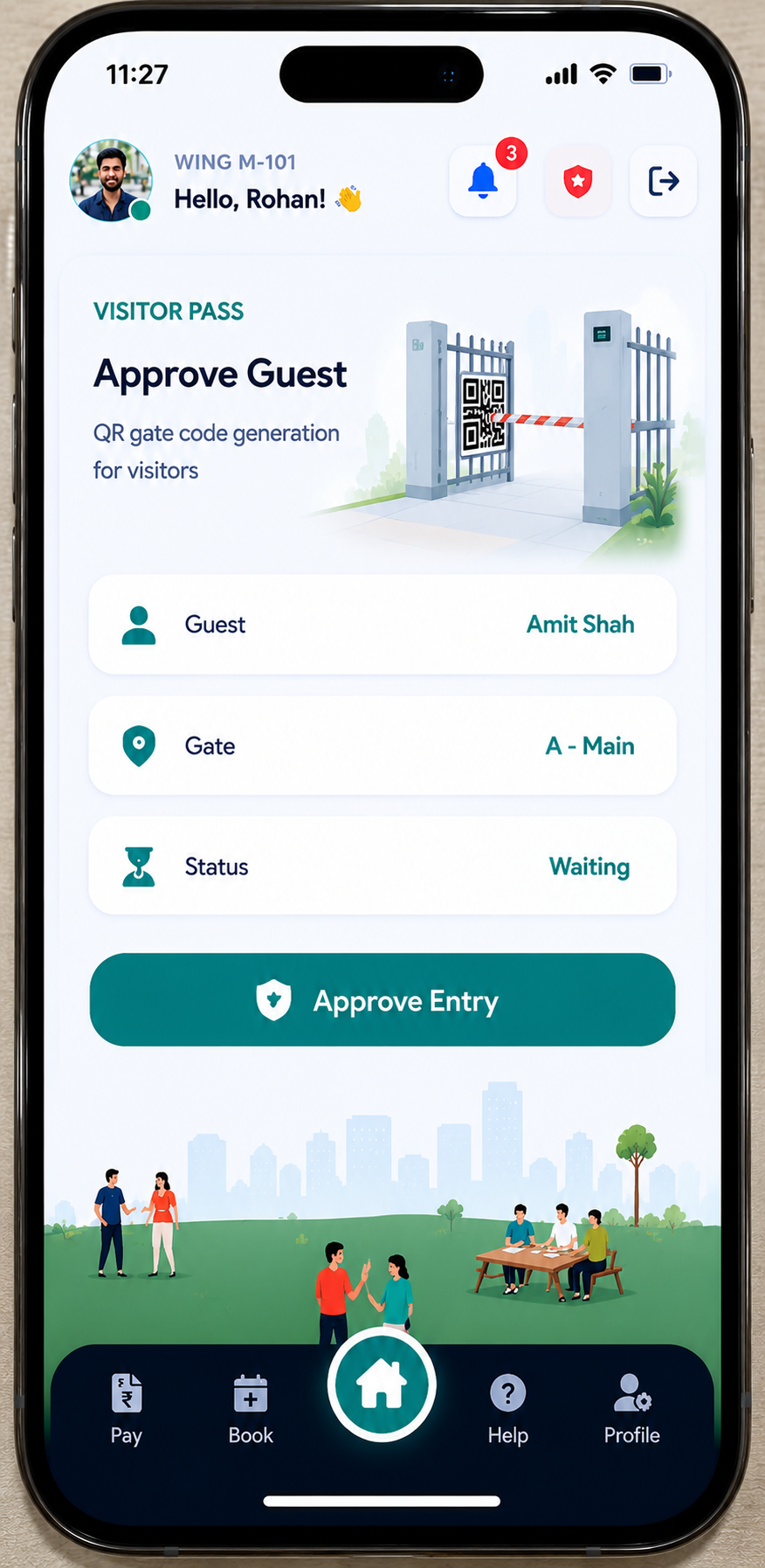Visitor mobile screen
